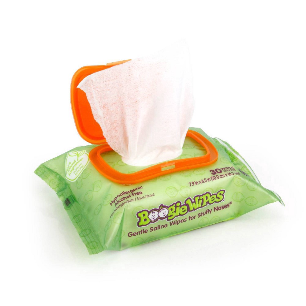 slide 3 of 9, Boogie Wipes Saline Nose Wipes Fresh Scent, 30 ct