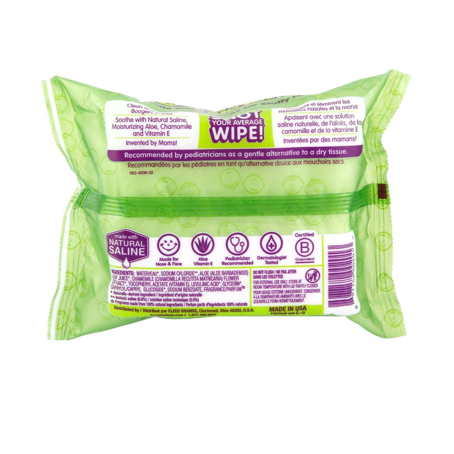 slide 9 of 9, Boogie Wipes Saline Nose Wipes Fresh Scent, 30 ct