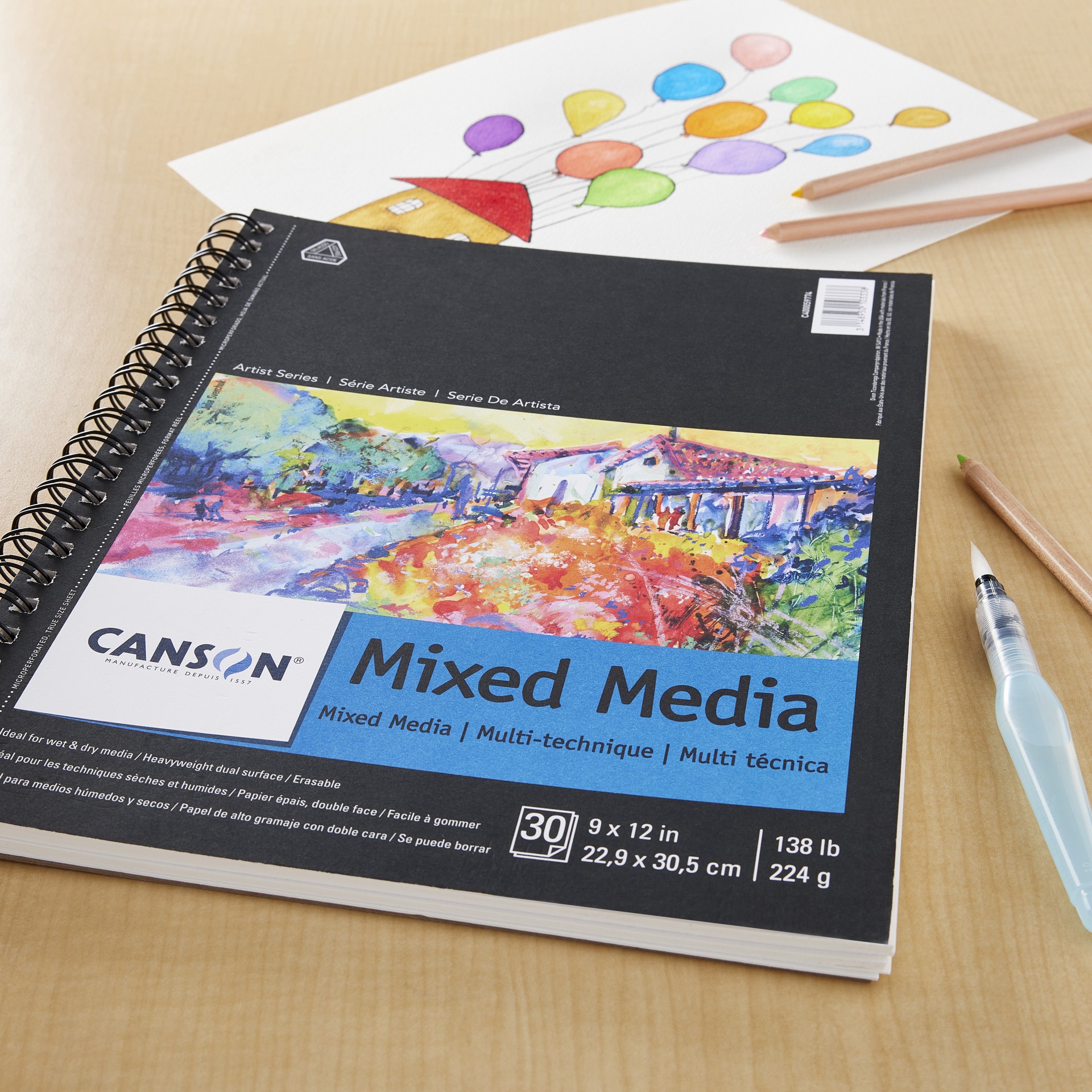 slide 3 of 3, Canson Artist Series Mixed Media Pad, 9 in x 12 in