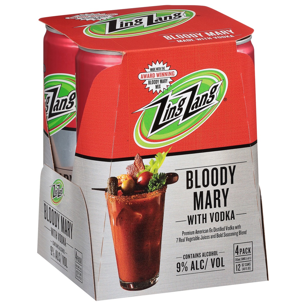 slide 2 of 9, Zing Zang Bloody Mary with Vodka 4 - 12 oz Cans, 4 ct; 12 oz
