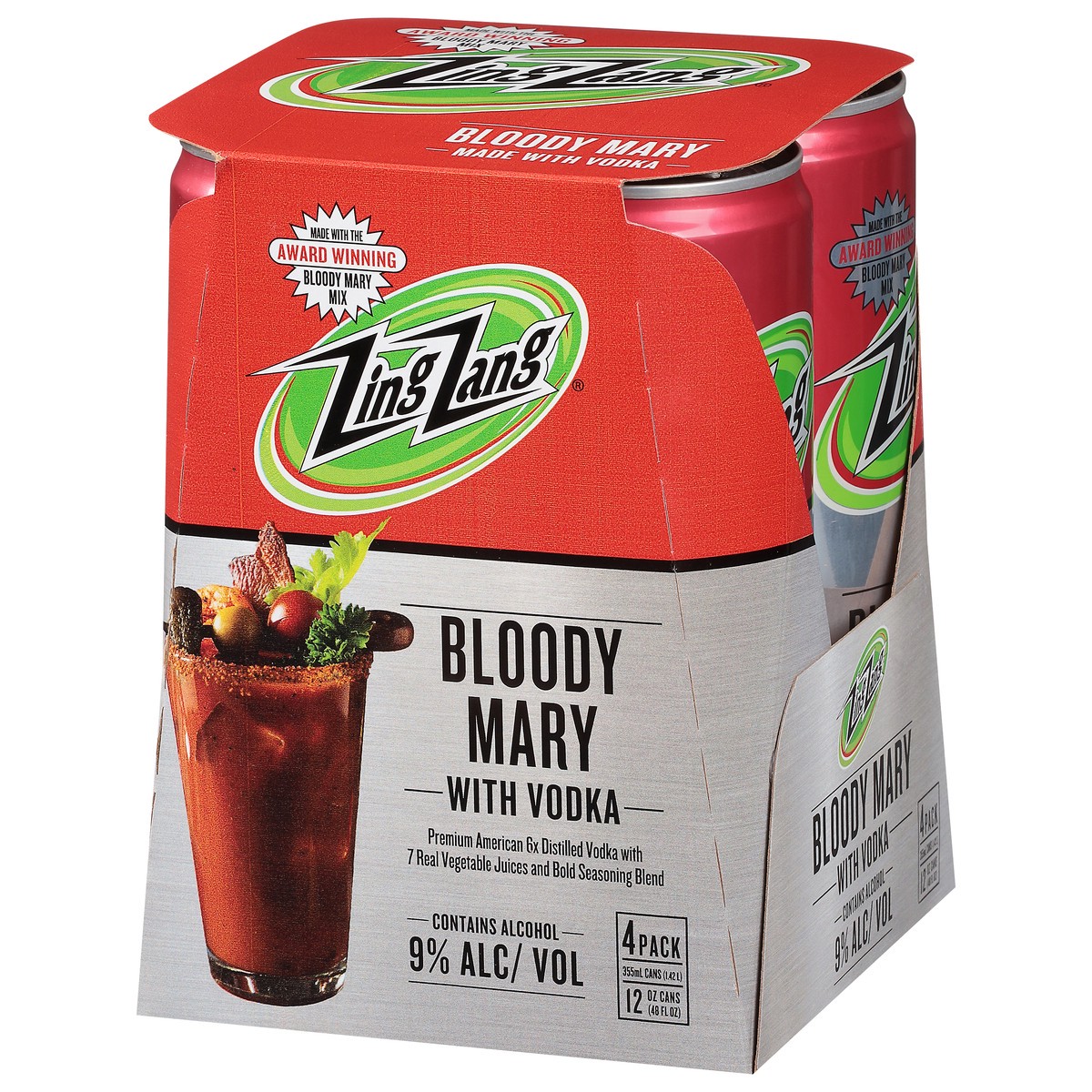slide 3 of 9, Zing Zang Bloody Mary with Vodka 4 - 12 oz Cans, 4 ct; 12 oz