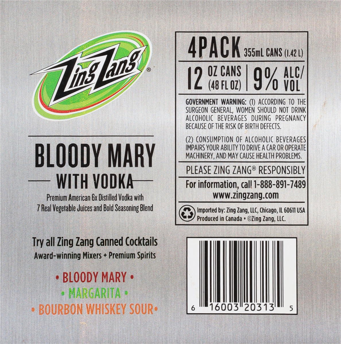 slide 4 of 9, Zing Zang Bloody Mary with Vodka 4 - 12 oz Cans, 4 ct; 12 oz