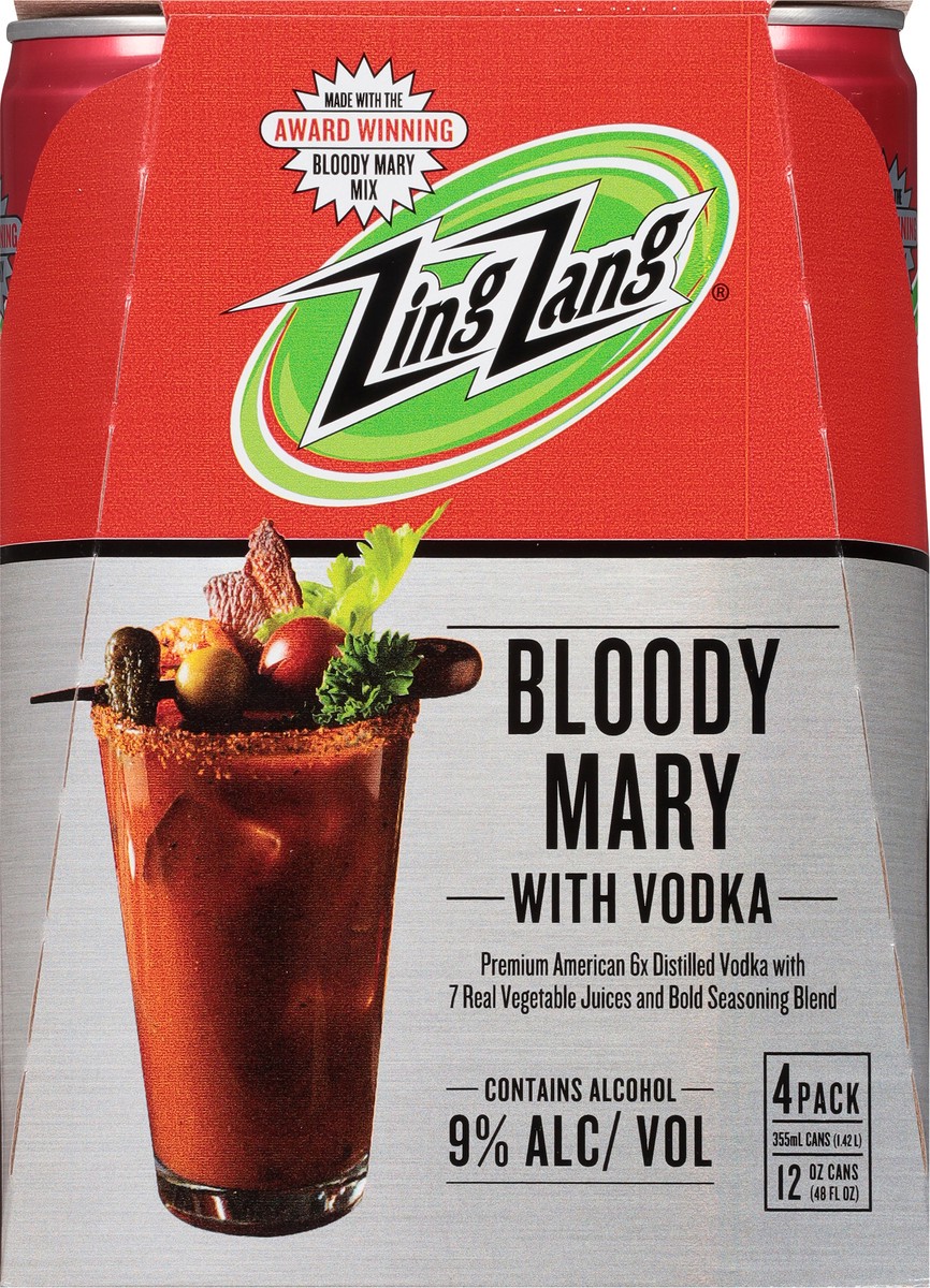 slide 5 of 9, Zing Zang Bloody Mary with Vodka 4 - 12 oz Cans, 4 ct; 12 oz