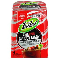 Zing Zang Bloody Mary with Vodka Alcoholic Ready-to-Drink Canned Cocktails 12 Fl Oz Can (Pack of 4)