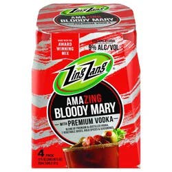 Zing Zang Bloody Mary with Vodka Alcoholic Ready-to-Drink Canned Cocktails 12 Fl Oz Can (Pack of 4)