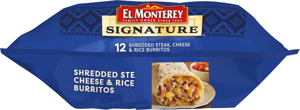 slide 3 of 7, El Monterey Burritos, Shredded Steak, Cheese & Rice, 12Ct, 57.6 oz