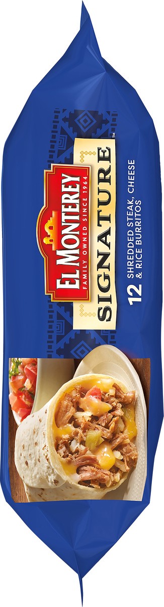 slide 6 of 7, El Monterey Burritos, Shredded Steak, Cheese & Rice, 12Ct, 57.6 oz