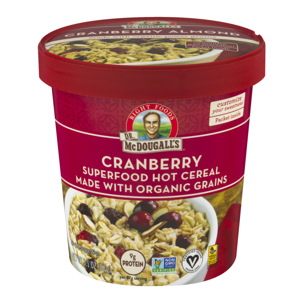 slide 1 of 1, Dr. McDougall's Cranberry Organic Grains Hot Cereal, 3 oz