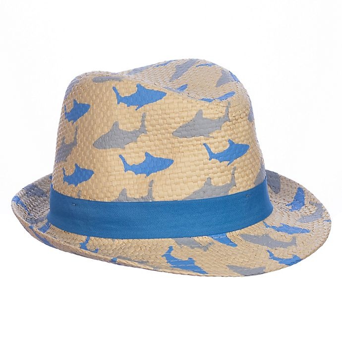 slide 2 of 4, Nolan Originals Toddler Shark Print Fedora - Natural, 1 ct