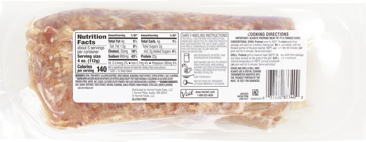 slide 5 of 10, Hormel Always Tender Uncured Bacon Pork Loin Filet 19.2 oz, 19.2 oz