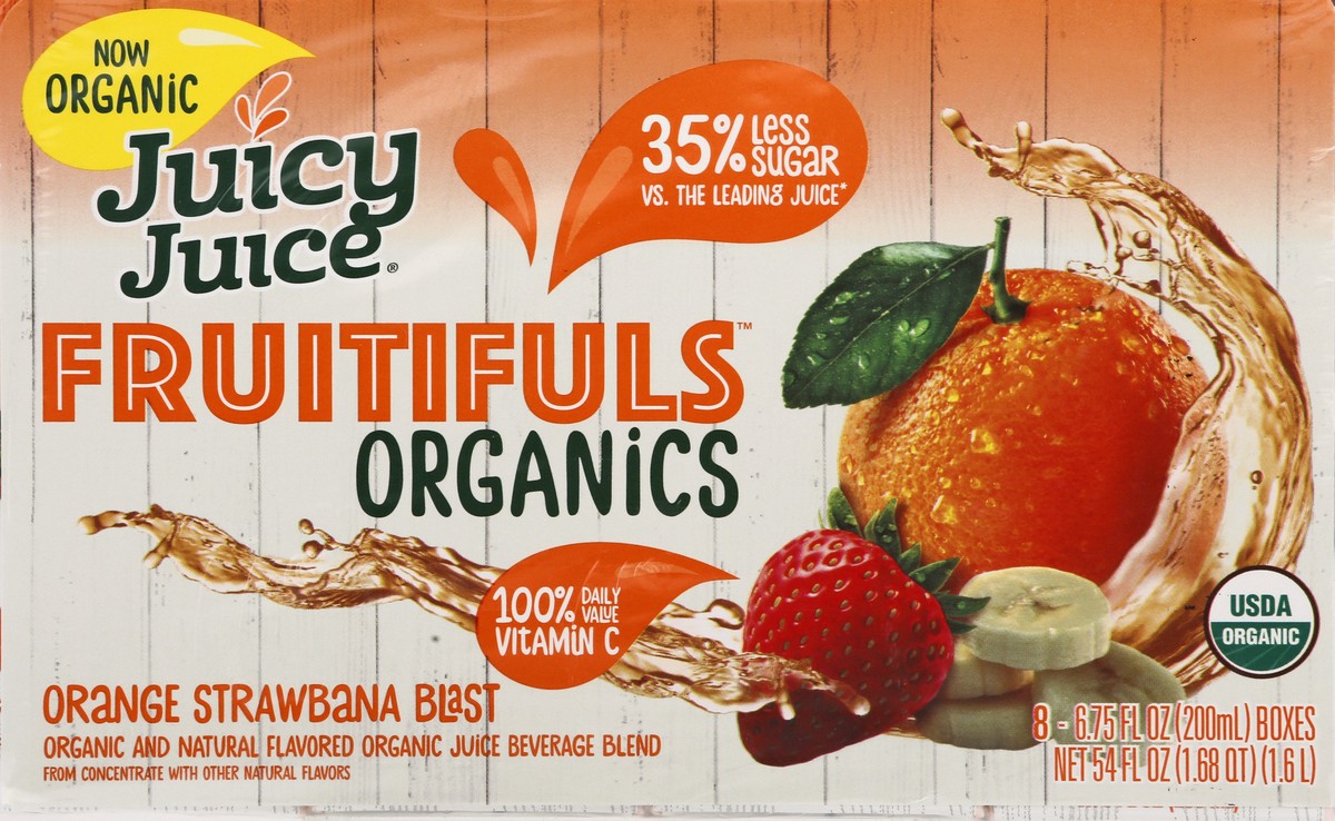 slide 3 of 13, Juicy Juice Organics Orange Strawbana Blast Juice 8 ea, 8 ct; 6.75 fl oz