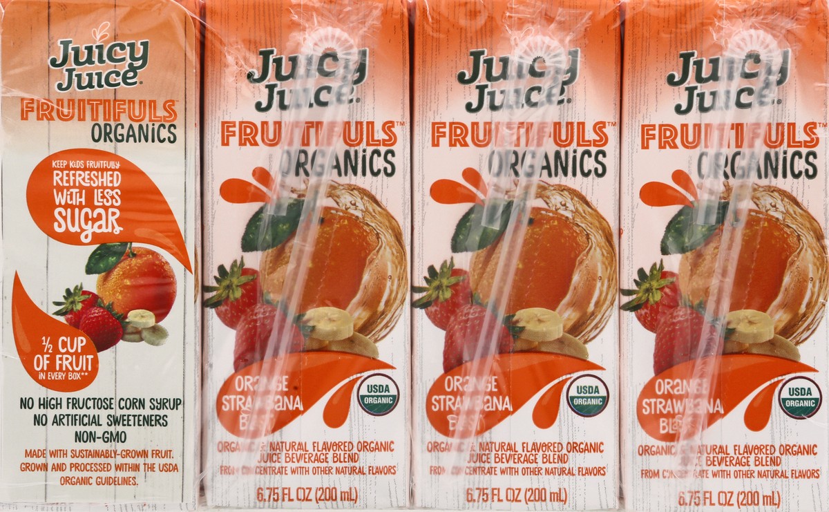 slide 5 of 13, Juicy Juice Organics Orange Strawbana Blast Juice 8 ea, 8 ct; 6.75 fl oz