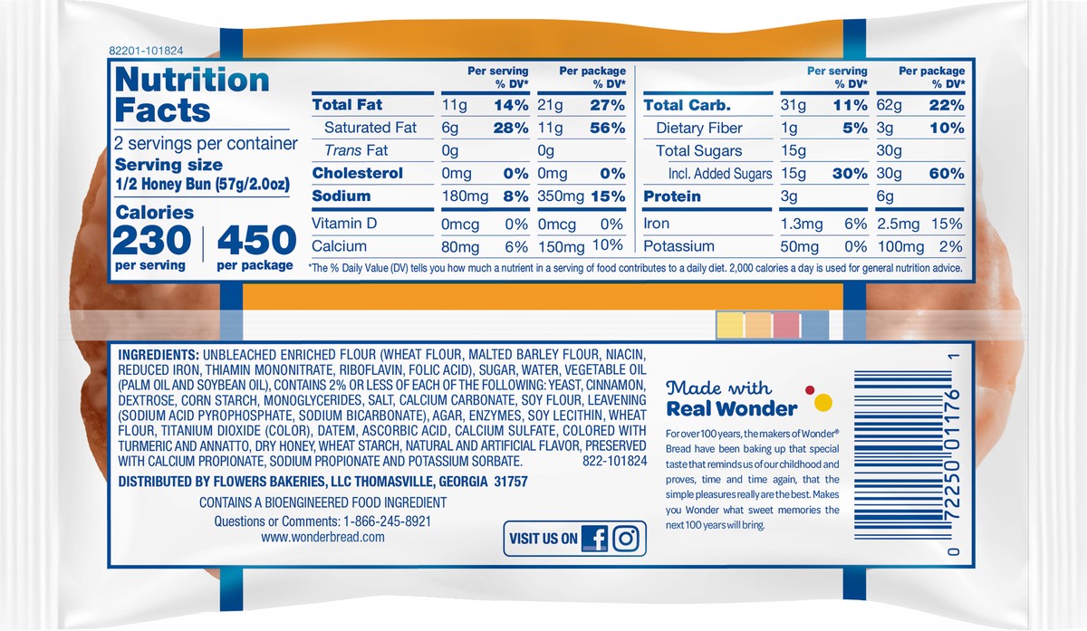 slide 12 of 13, Wonder Glazed Honey Bun 4 oz, 4 oz