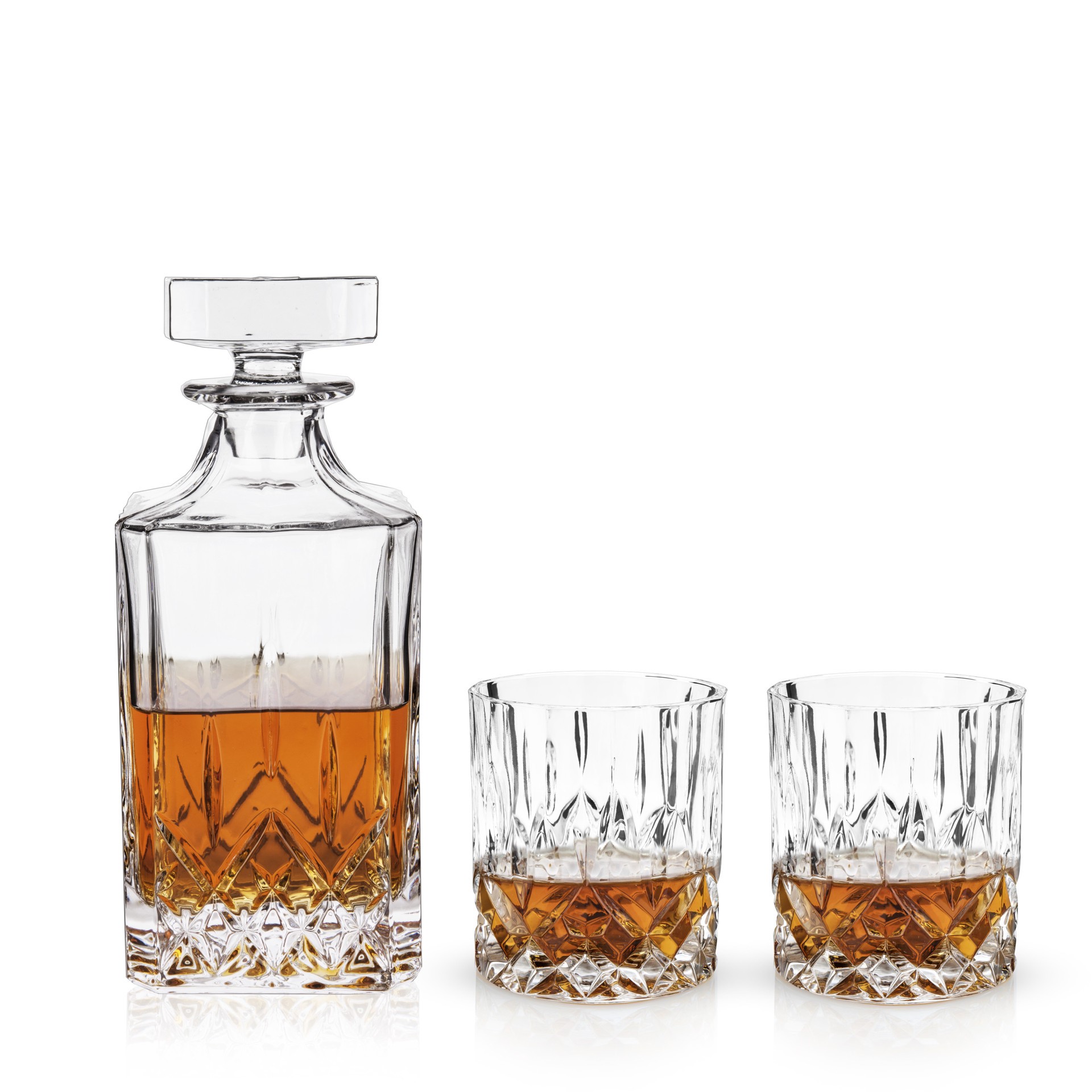 slide 1 of 5, Viski Liquor Glass, 30 oz and 9 oz, Lead-Free Premium Crystal Clear Glass,   Scotch Glass Gift Set, Decanter and Tumbler Set, 1 ct