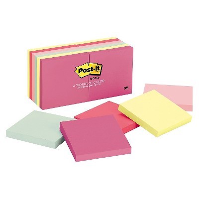 slide 1 of 1, Post-it Notes Original Pads in Pastel Colors - 3 x 3 - Multi-Colored Pads Per Pack, 12 ct