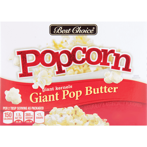 slide 1 of 1, Best Choice Giant Pop Butter Popcorn, 3 ct