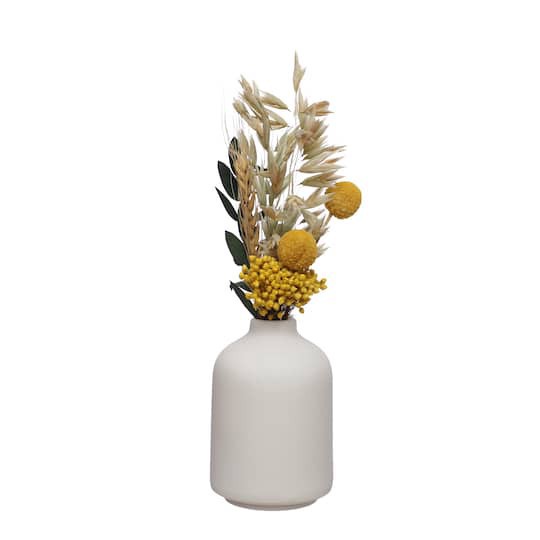 slide 1 of 3, 9.5" Yellow Dried Floral Arrangement In White Container By Ashland, 9.5 in