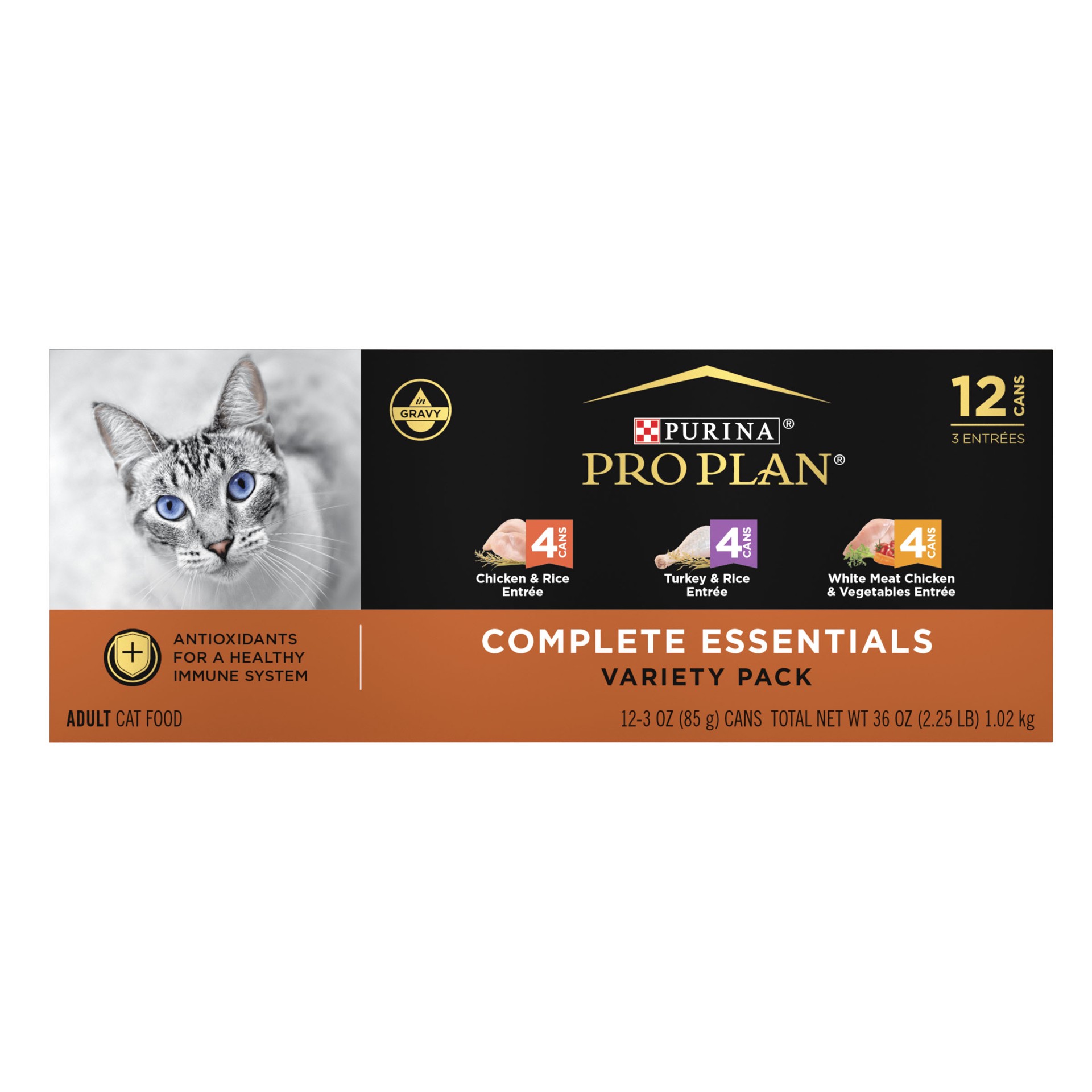 slide 1 of 6, Pro Plan Purina Pro Plan Gravy, High Protein Wet Cat Food Variety Pack, Complete Essentials Chicken and Turkey Favorites, 2.25 lb