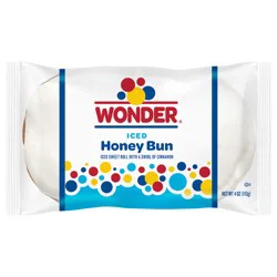 Wonder Iced Honey Bun, Individually Wrapped Pastry Snack, 4 oz