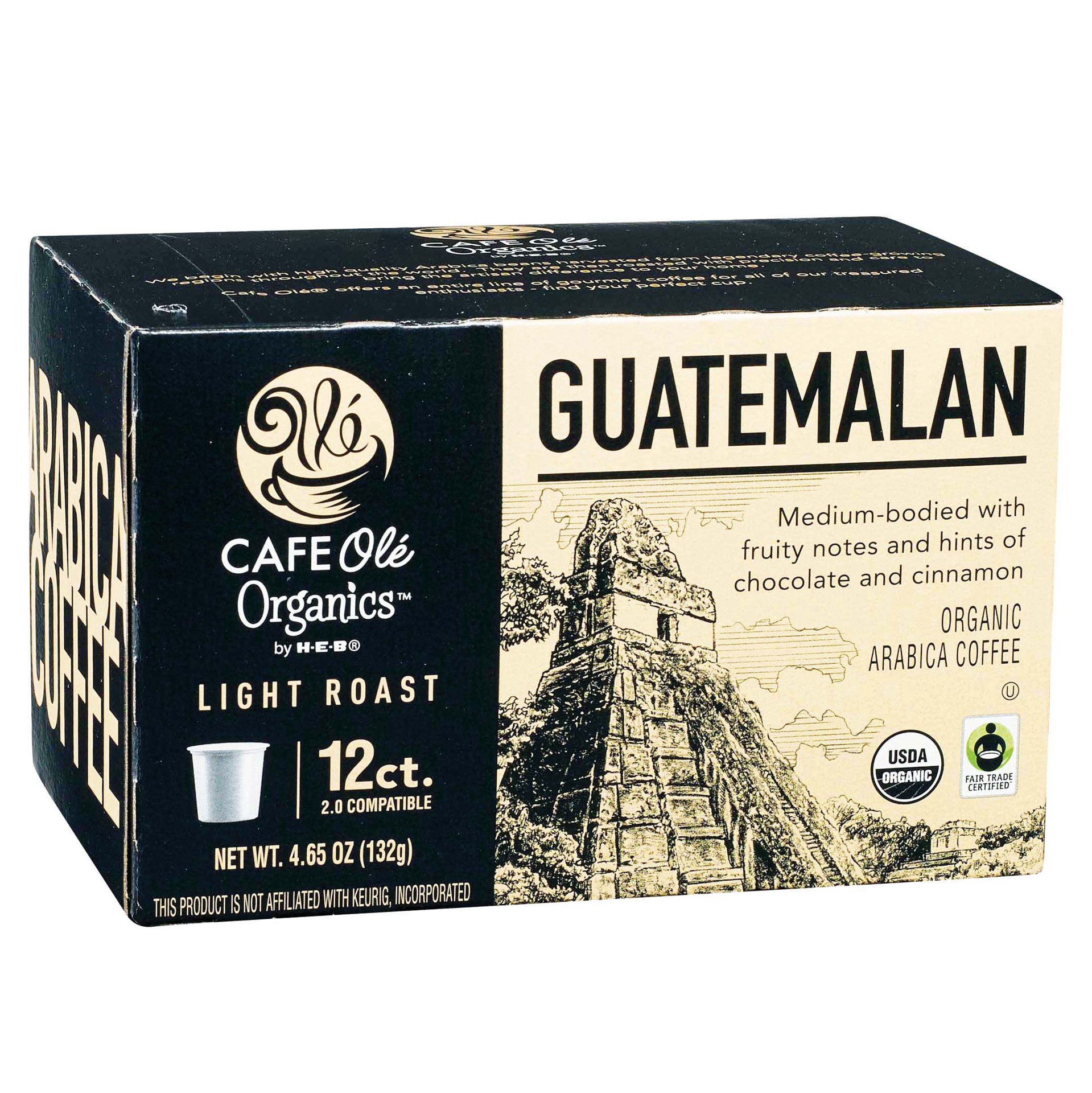 slide 1 of 1, CAFE Olé Organics by H-B Light Roast Guatemalan Coffee Single Serve Cups - 12 ct, 12 ct