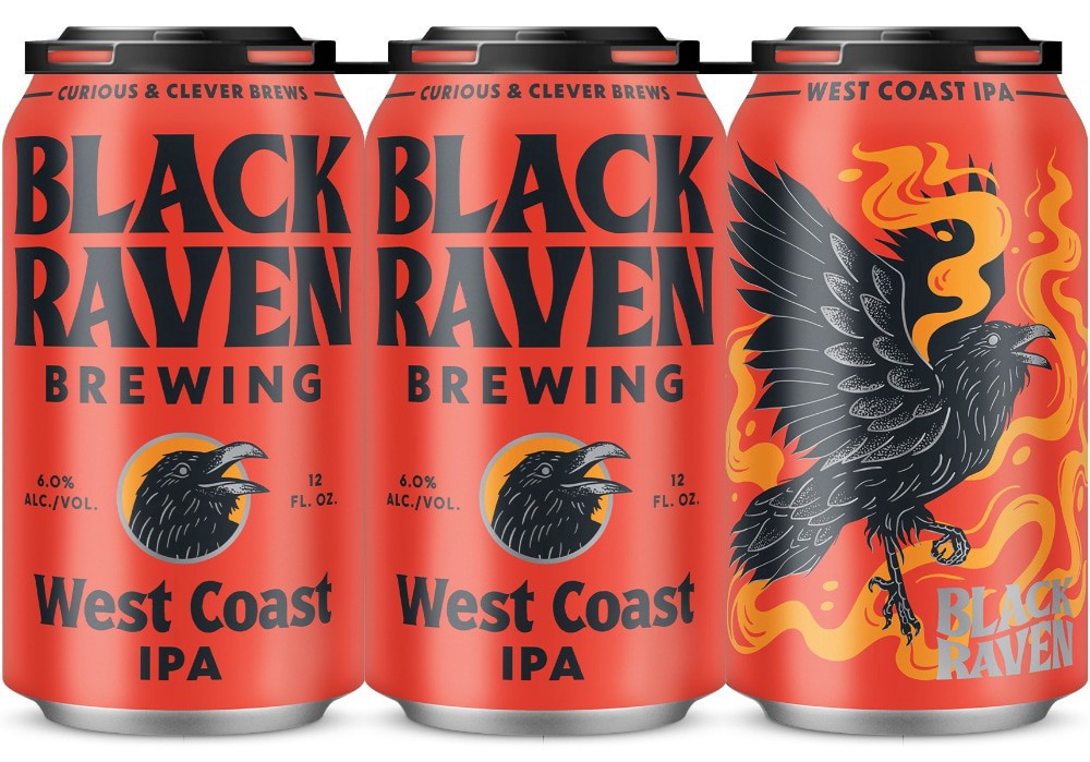 slide 2 of 3, Black Raven Brewing West Coast Ipa Craft Beer, 6 ct; 12 fl oz