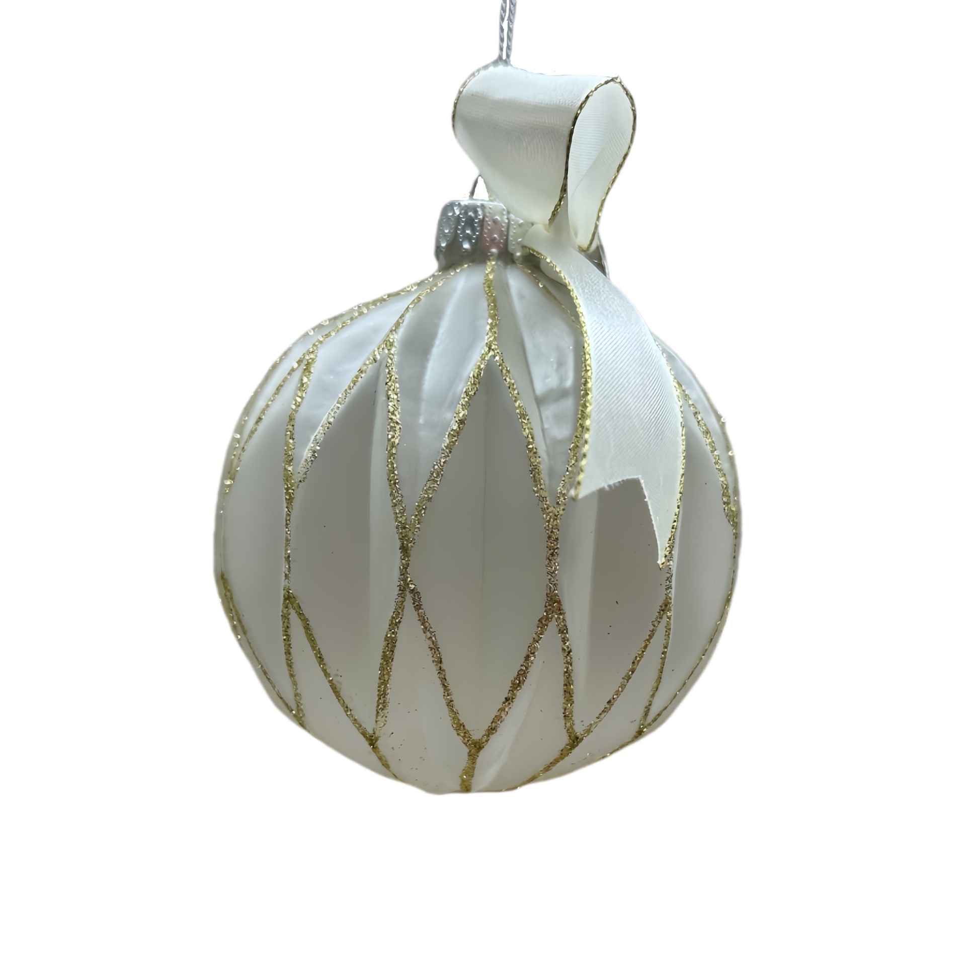 slide 3 of 3, 4.25" White Glass Ball Ornament With Bow By Ashland, 4.25 in