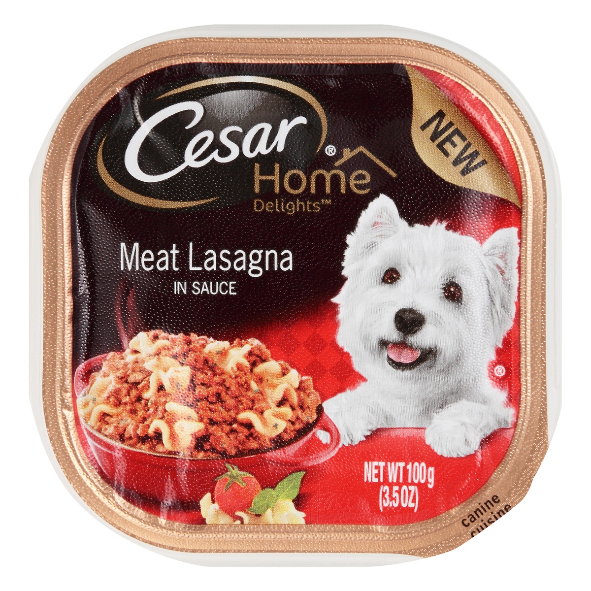 slide 1 of 1, Caesar's Kitchen Home Delights Meat Lasagna Dog Food Trays, 3.5 oz