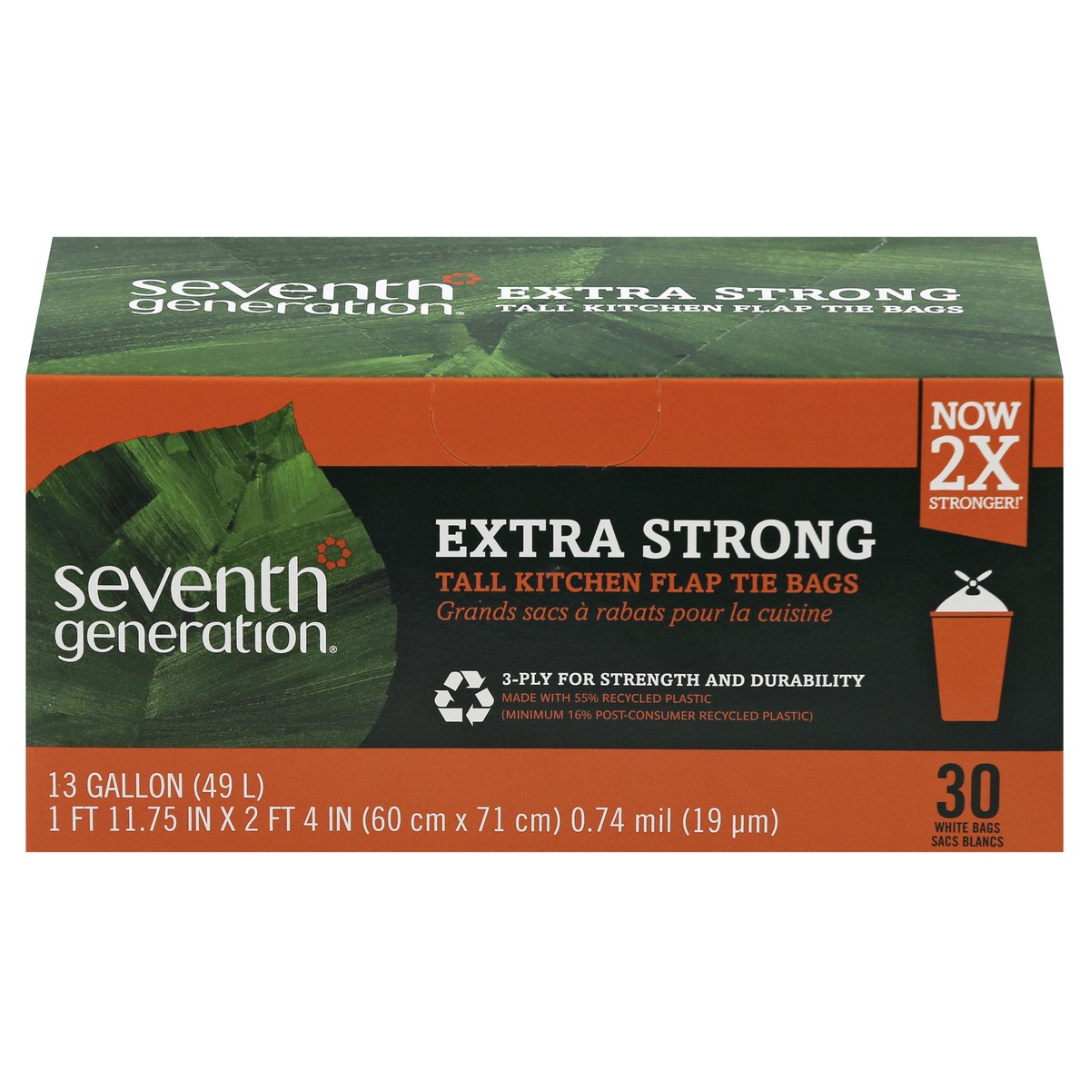 slide 1 of 11, Seventh Generation Extra Strong Tall Kitchen Trash Bags 13 Gallon, 30 count, 30 ct