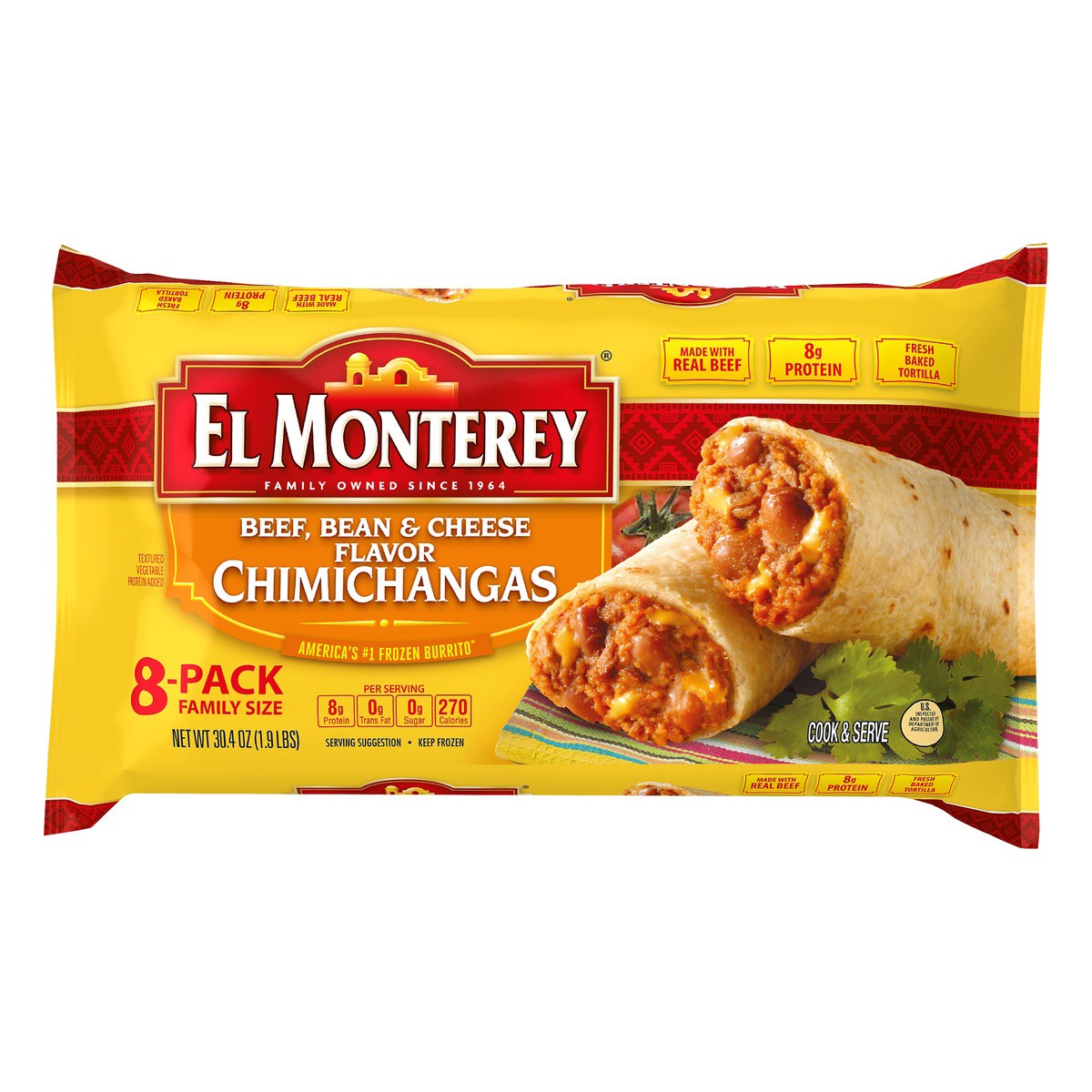 slide 1 of 7, El Monterey Chimichangas, 8 ct