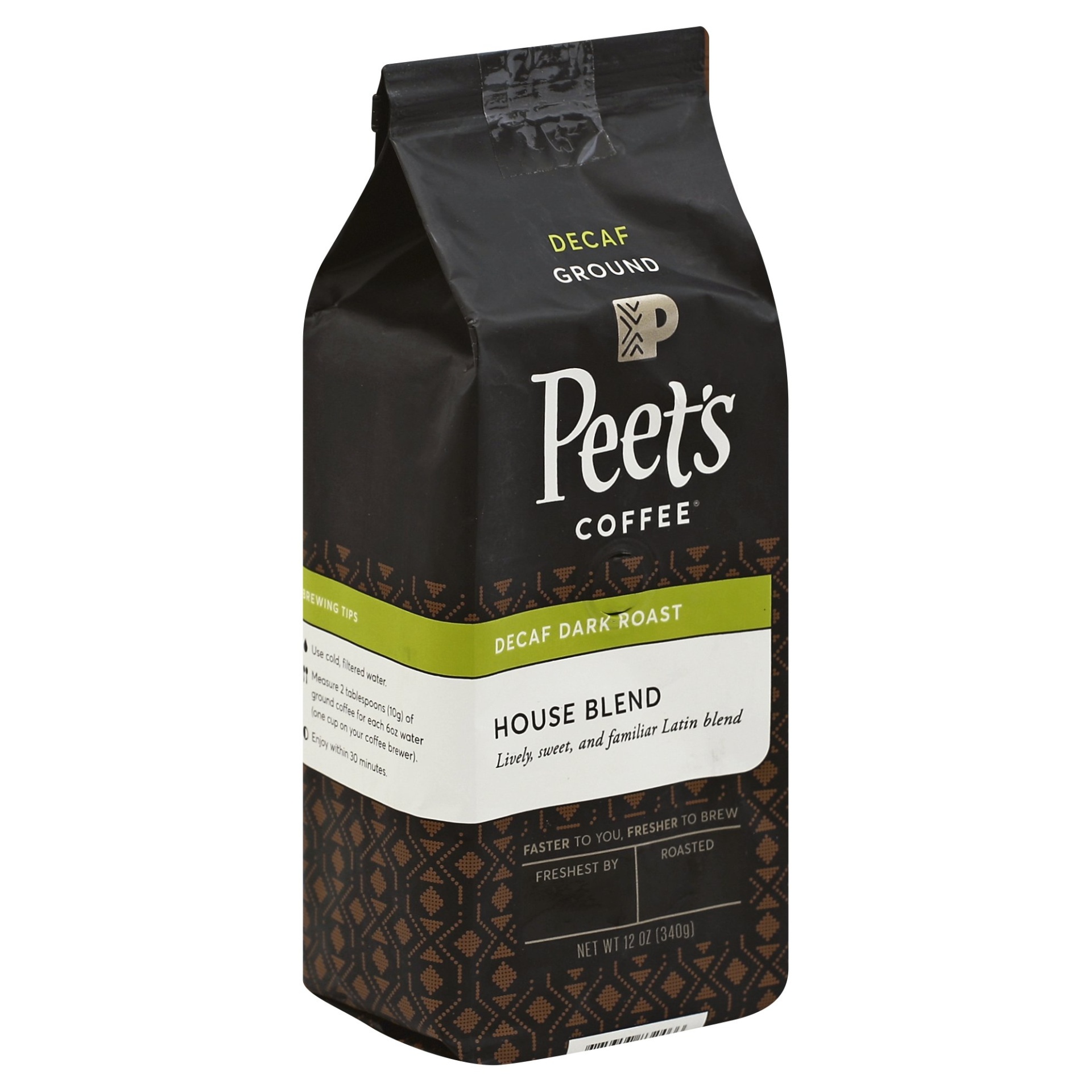 slide 1 of 6, Peet's Coffee, Ground, Dark Roast, House Blend, Decaf - 12 oz, 12 oz