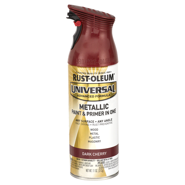slide 1 of 1, Rust-Oleum Universal Metallic Paint & Primer in One Spray Paint - 331200, Dark Cherry, 11 oz