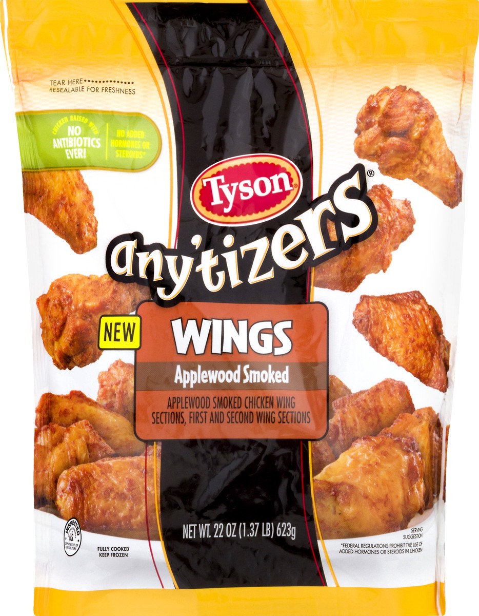 slide 9 of 10, Tyson Any'Tizers Wings Applewood Smoked, 22 oz