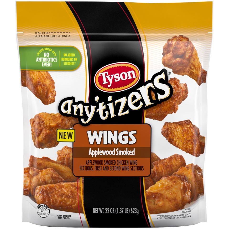 slide 1 of 10, Tyson Any'Tizers Wings Applewood Smoked, 22 oz