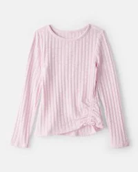 Oshkosh Girls Cinched Rib Top - Pink Pink 6-6X