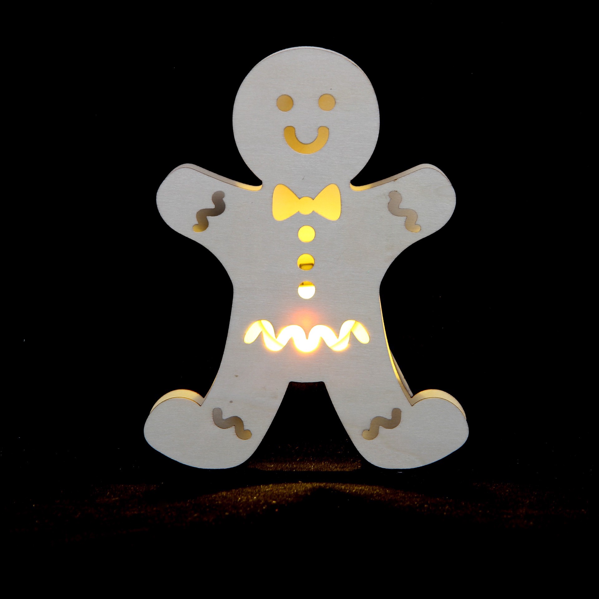 slide 3 of 3, 7" Unfinished Gingerbread Man Diy Led Wood Decor By Make Market, 7 in