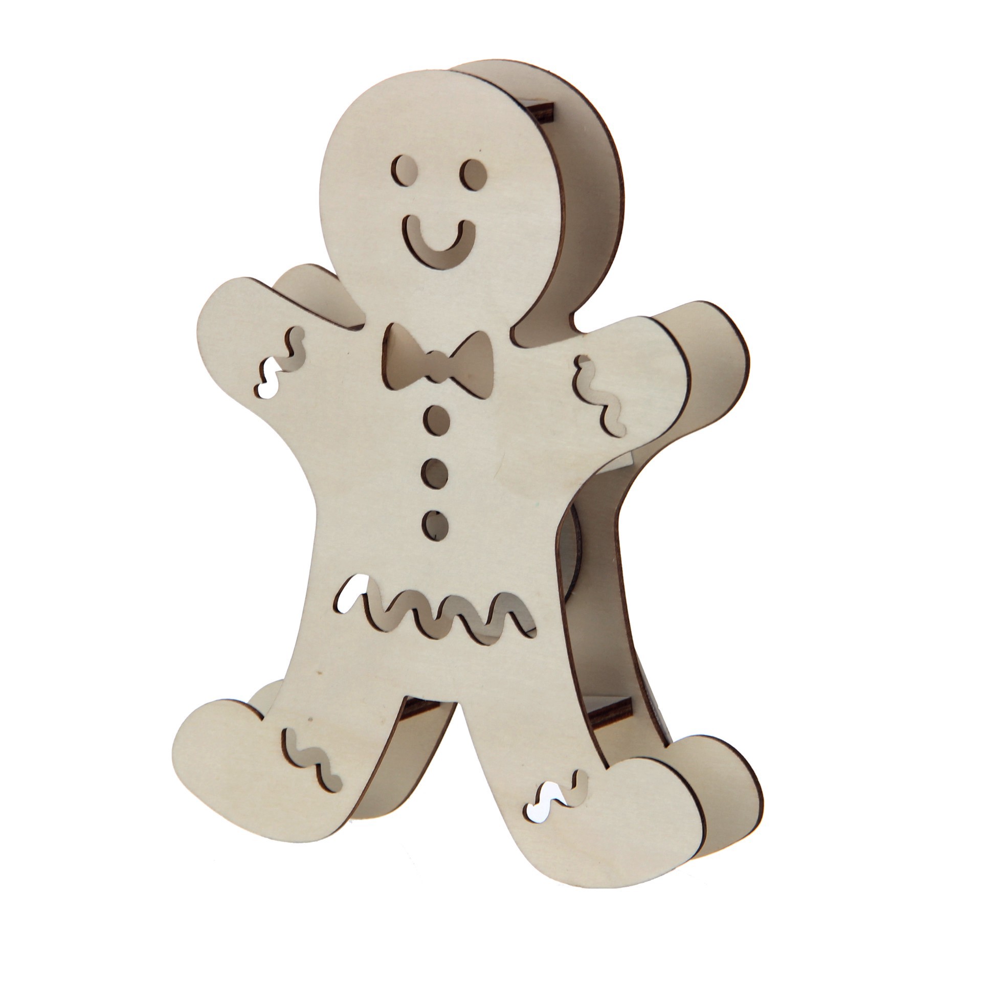slide 2 of 3, 7" Unfinished Gingerbread Man Diy Led Wood Decor By Make Market, 7 in