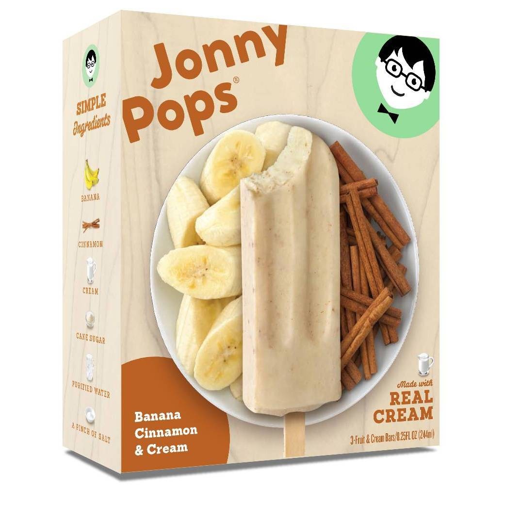 slide 1 of 1, Jonny Pops Fruit and Cream Bars Banana Cinnamon & Cream, 8.25 fl oz