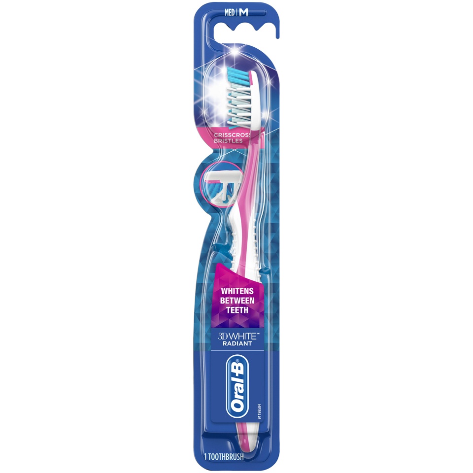 slide 1 of 1, Oral-B 3D White Radiant Whitening Toothbrush, 1 ct