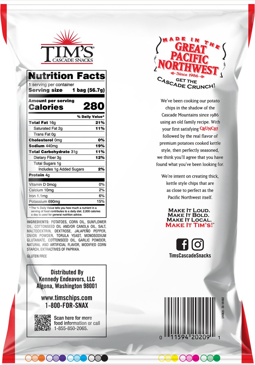 slide 11 of 11, Tim's 2 oz Tims Jalapeno Kettle Chip, 2 oz