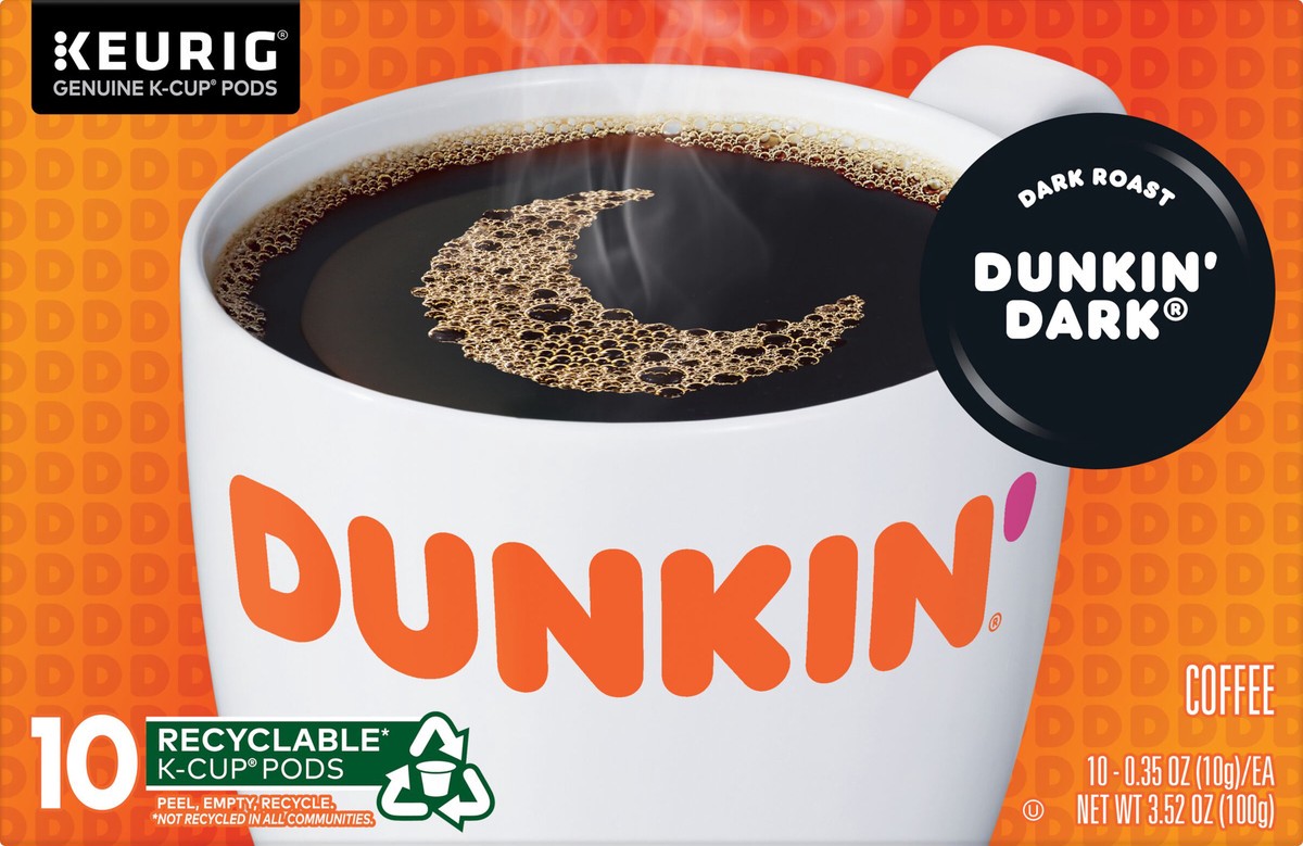 slide 2 of 9, Dunkin'' Midnight Coffee, Dark Roast, Keurig K-Cup Pods- 3.52 oz, 10 ct; 3.52 oz