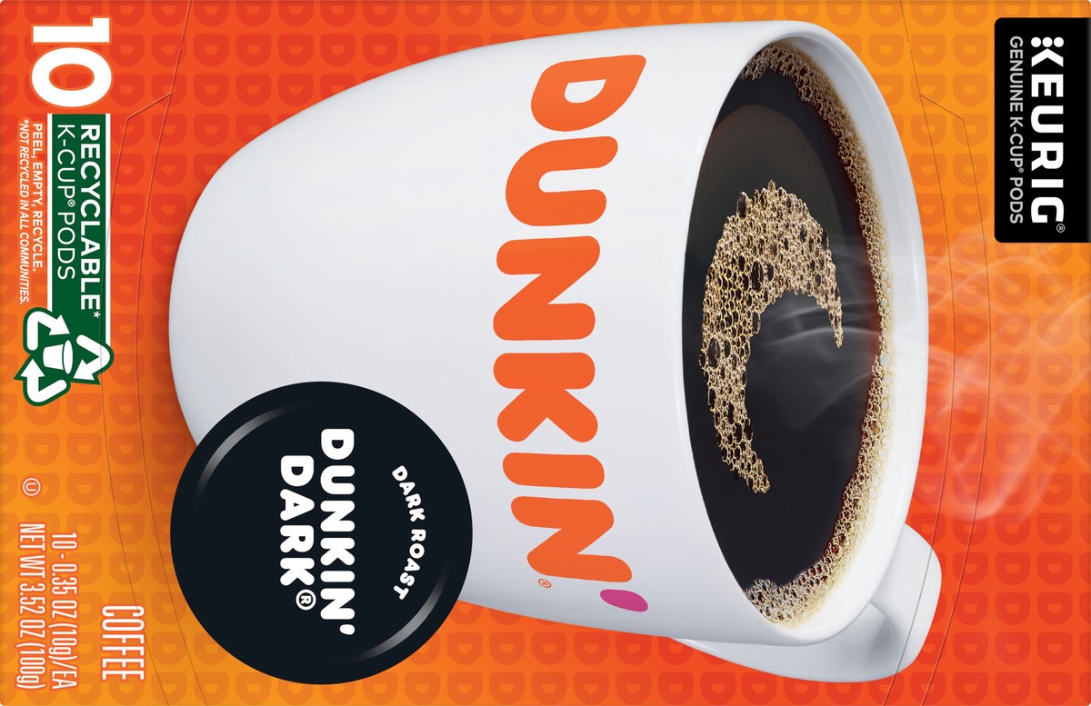 slide 7 of 9, Dunkin'' Midnight Coffee, Dark Roast, Keurig K-Cup Pods- 3.52 oz, 10 ct; 3.52 oz