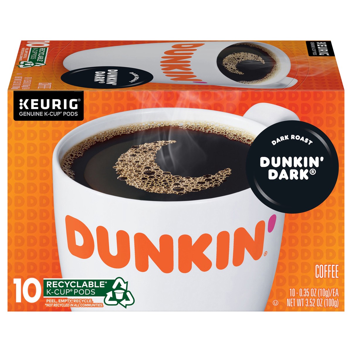 slide 1 of 9, Dunkin' Dunkin’ Midnight Coffee\, Dark Roast\, Keurig K-Cup Pods\, 10 Count Box, 10 ct; 3.52 oz