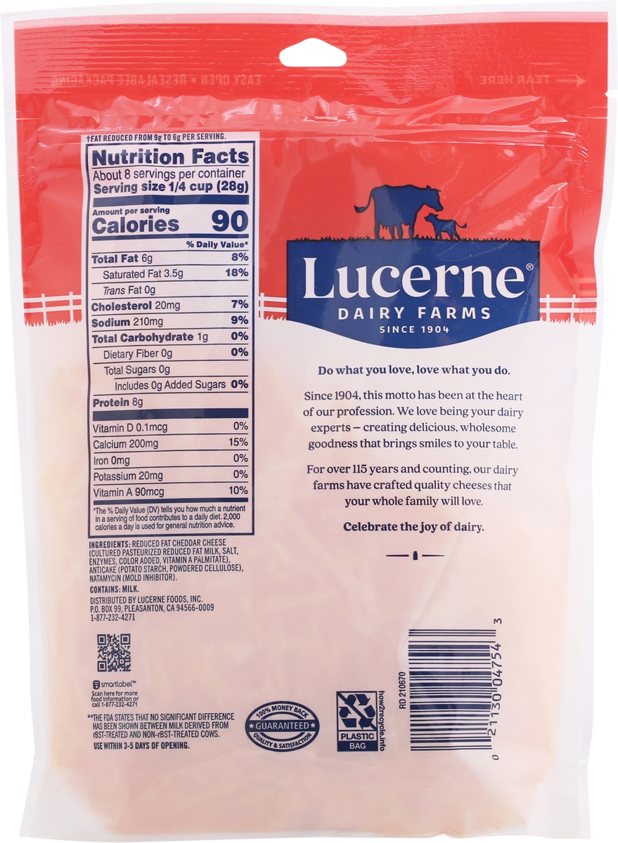 Lucerne Dairy Farms Cheese Shredded Sharp Cheddar Reduced Fat 2 8 oz