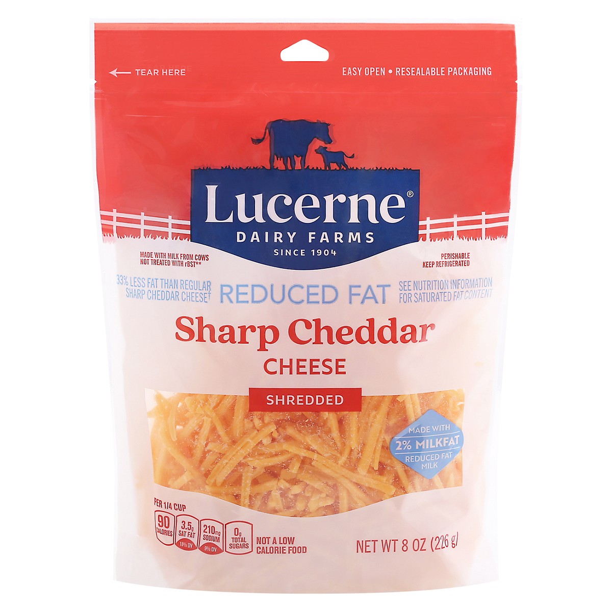 slide 1 of 9, Lucerne Dairy Farms Lucerne Cheese 2% Sharp Cheddar Shred, 
