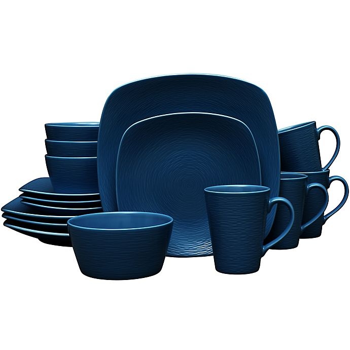 slide 1 of 1, Noritake Navy on Navy Swirl Square Dinnerware Set, 16 ct