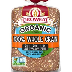 Oroweat Organic 100% Whole Grain Bread, 27 oz, Wheat Bread, Bag