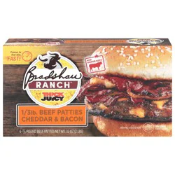 Bradshaw Ranch Thick N Juicy Cheddar & Bacon Beef Patties Packed, Unspecified 6 ea