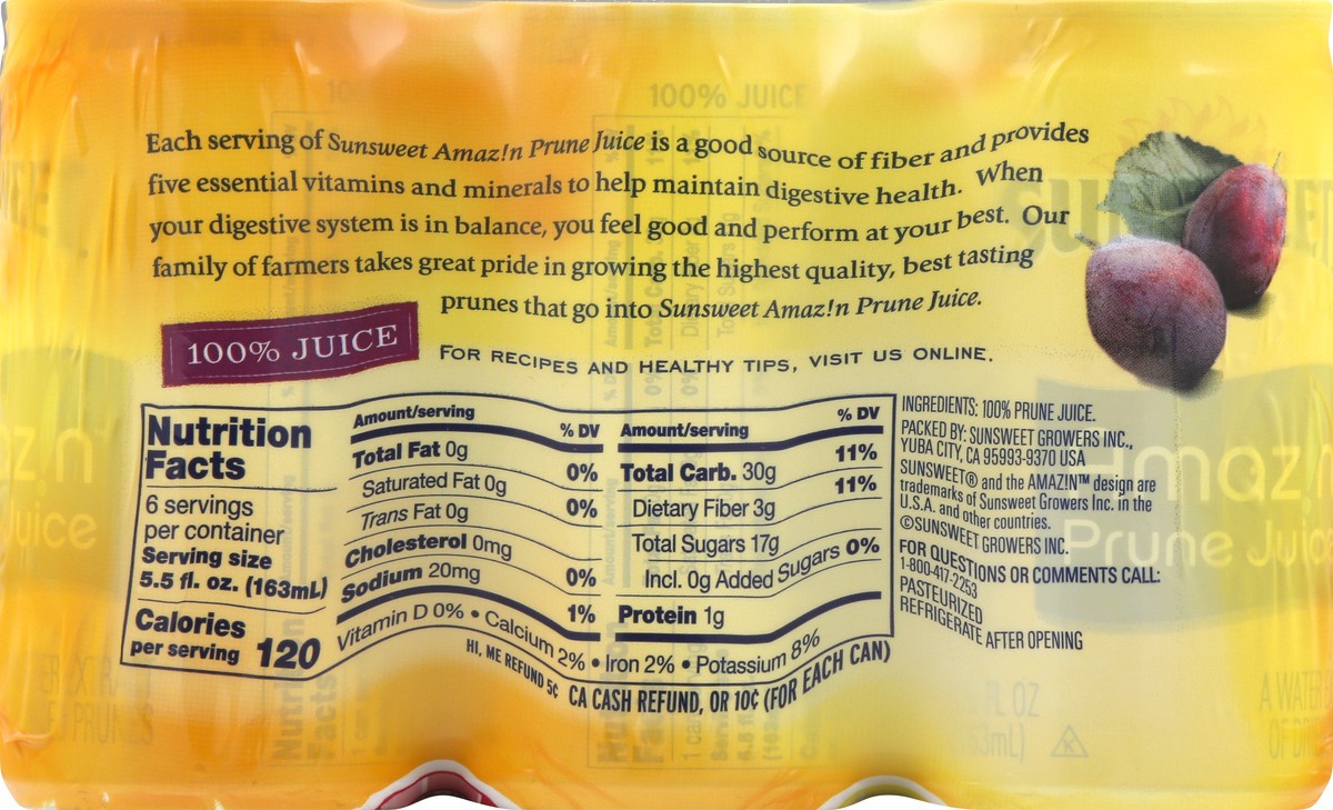 slide 2 of 13, Sunsweet Pulp Prune Juice 100% 6Pk, 33 fl oz