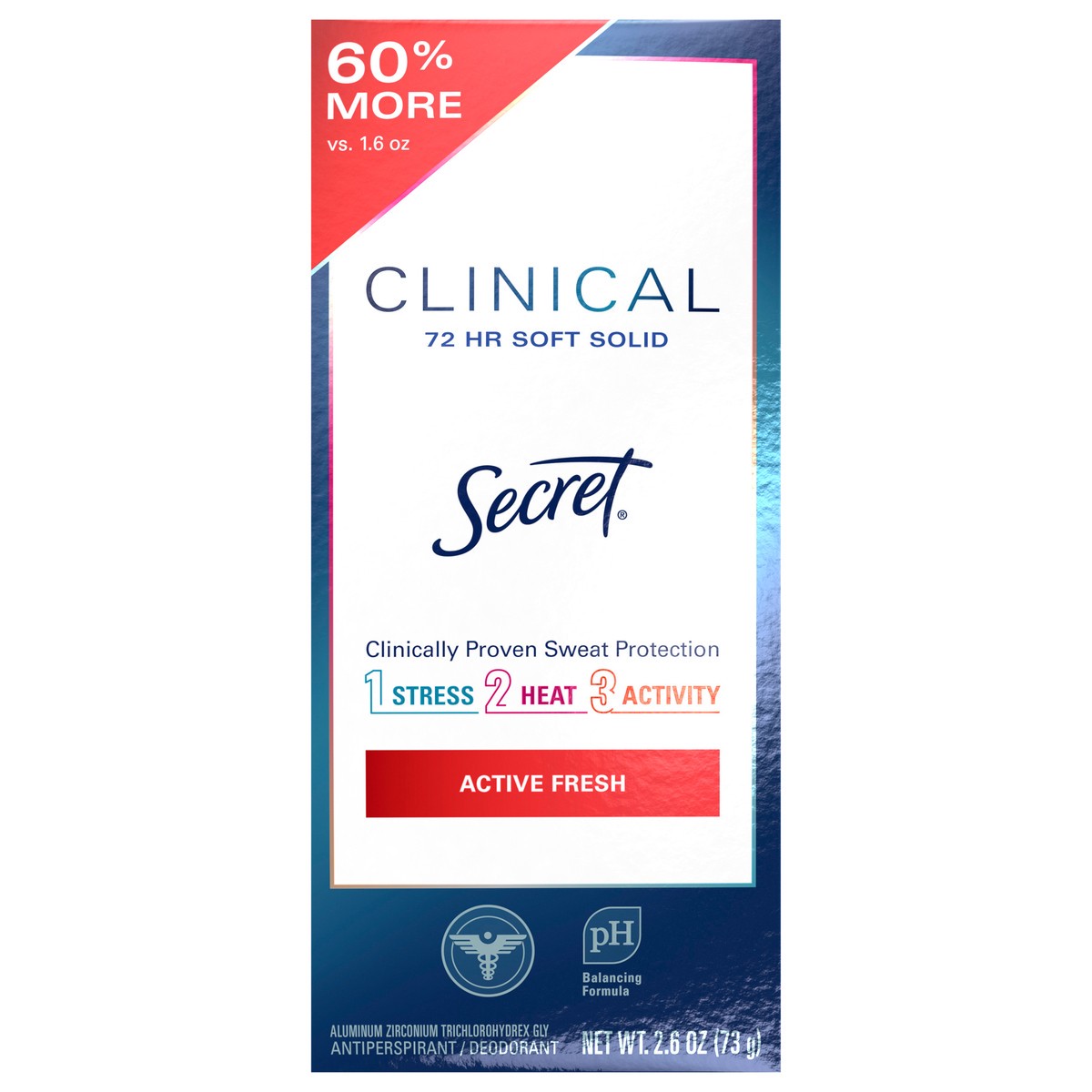 slide 1 of 1, Secret Clinical Strength Soft Solid Antiperspirant & Deodorant - Active Fresh - 2.6oz, 2.6 oz