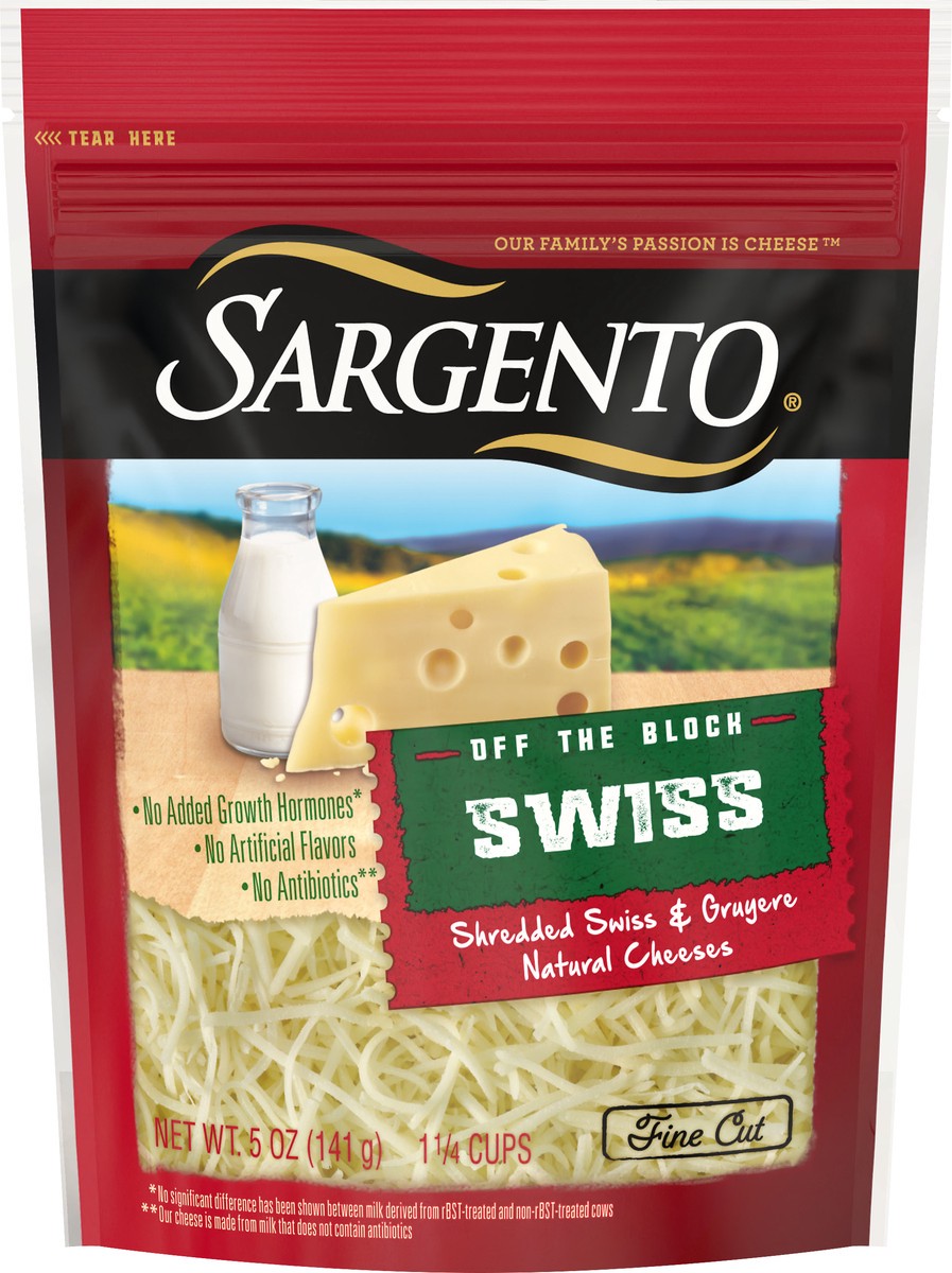 slide 3 of 9, Sargento Off The Block Swiss Shredded Cheese, 5 oz